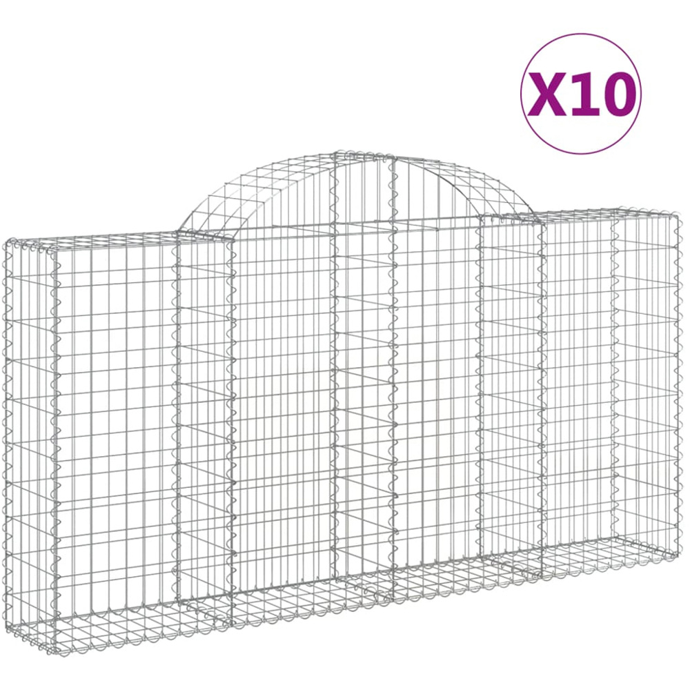 vidaXL Silver Galvanised Iron Arched Gabion Basket 200 x 30 x 100/120cm 10 Pack Image 4