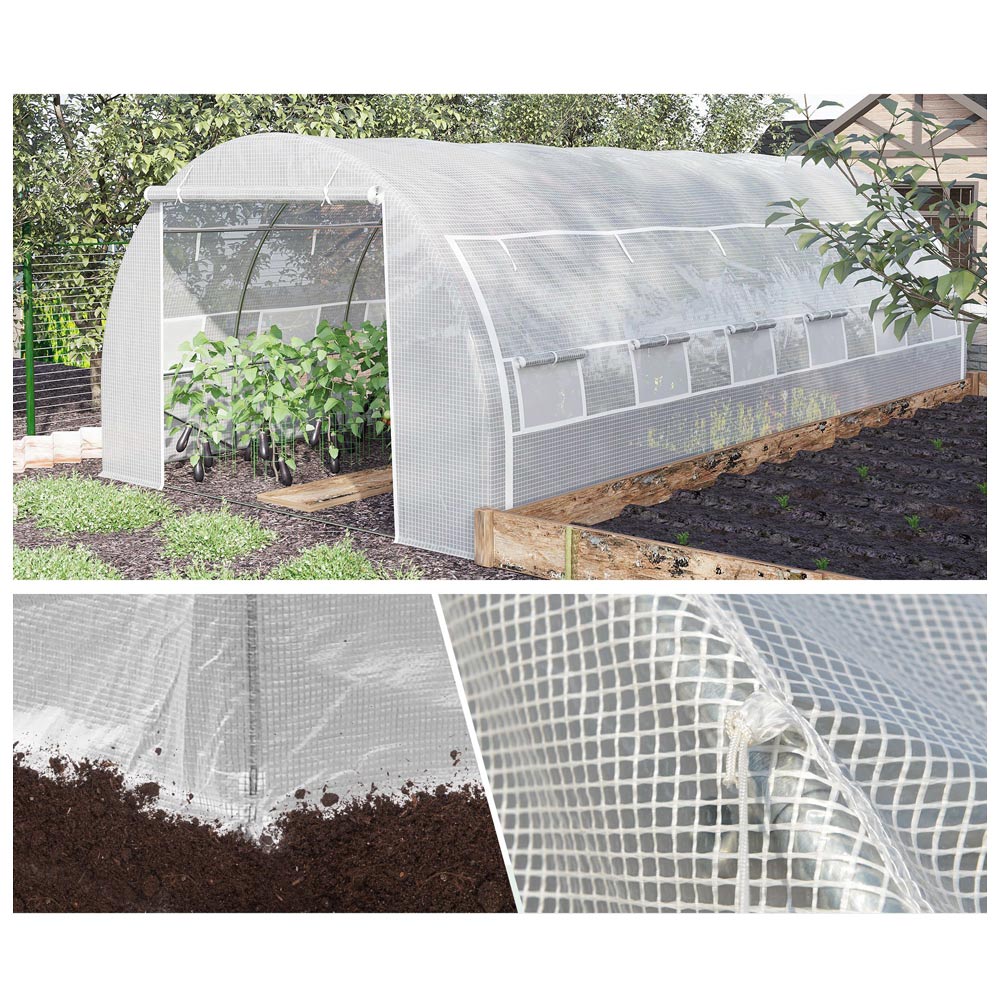 Outsunny White 10 x 19.6ft Polytunnel Greenhouse Image 6