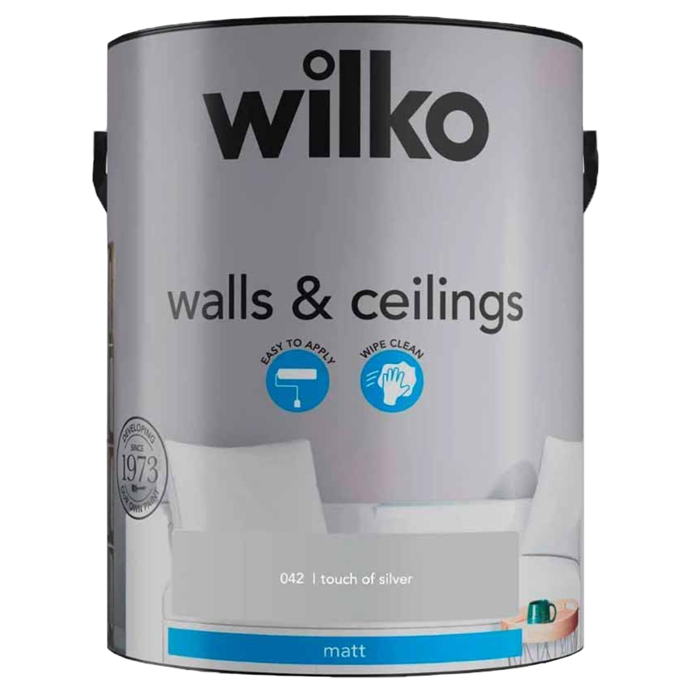 Wilko Walls & Ceilings Touch of Silver Matt Emulsion Paint 5L Image 2