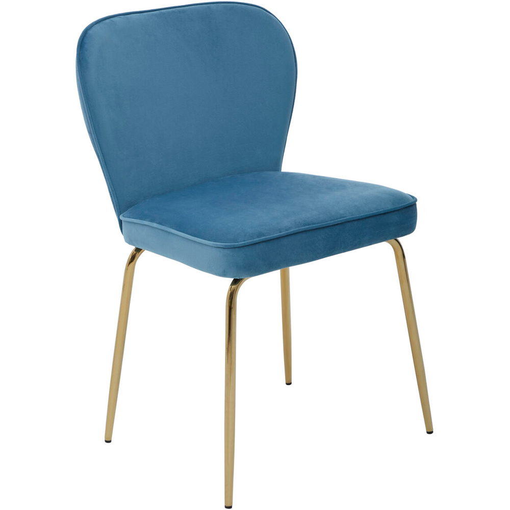 Premier Housewares Tamzin Blue Velvet Curved Back Dining Chair Image 2