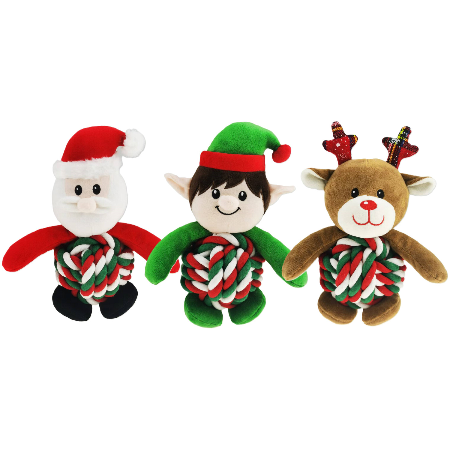 Festive Tangled Tummy Rope Dog Toy Image 1