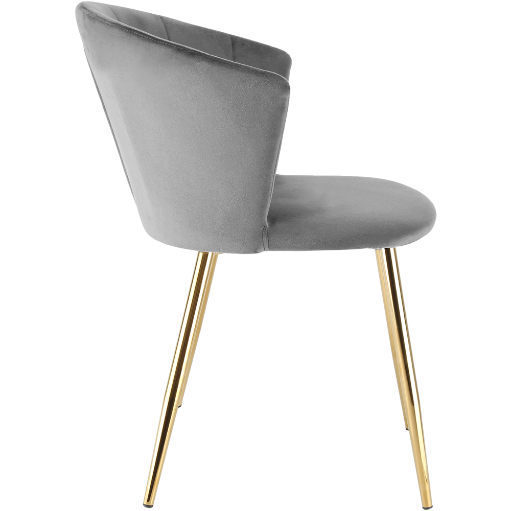 Ella Dining Accent Chair Velvet Upholstery - Grey (Gold Legs) Image 5