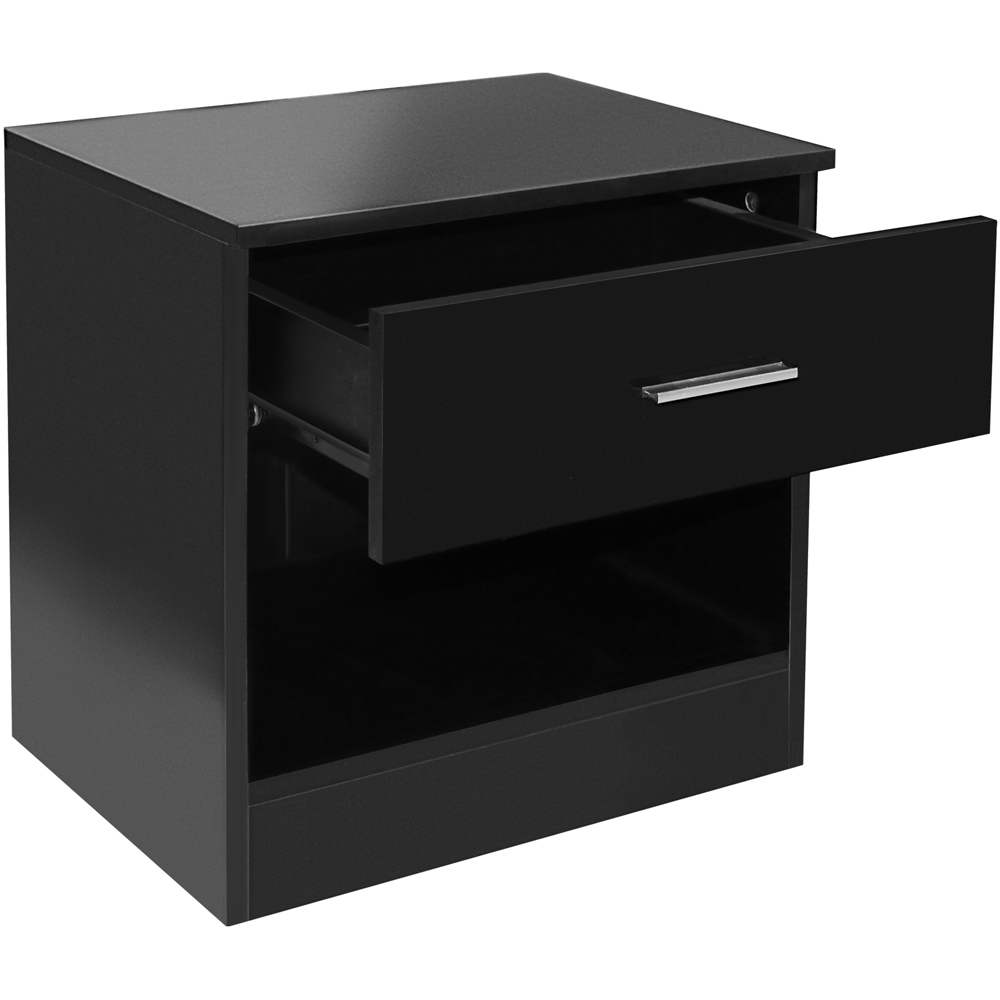 Brooklyn Single Drawer Black High Gloss Bedside Table Image 4