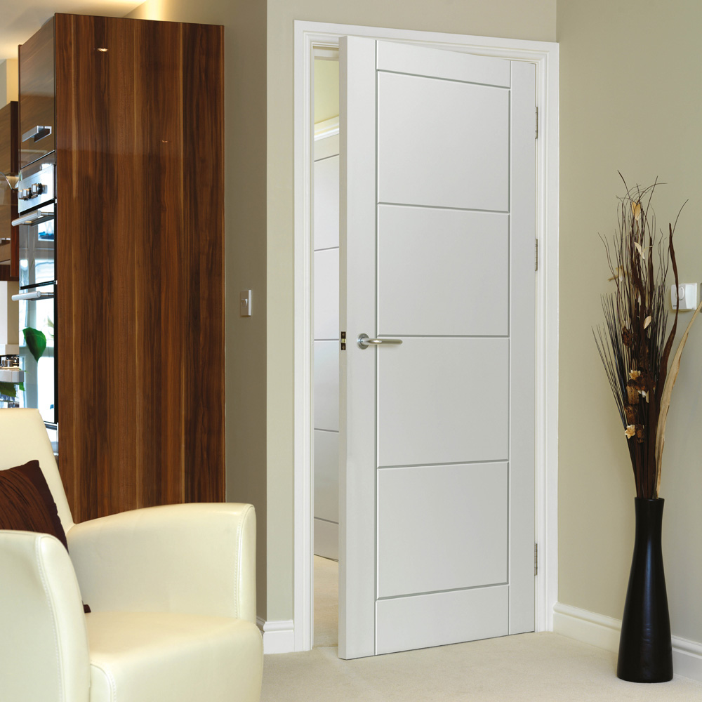 JB Kind Modern Moulded Quattro White Primed Internal Door 1981 x 838mm Image 2