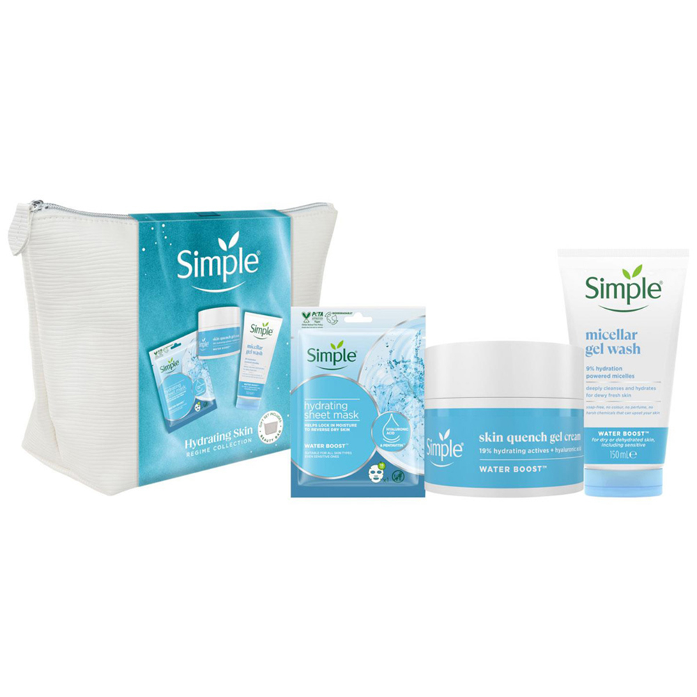 Simple Hydrating Skin Regime Sheet Mask Facial Gel Wash and Quench Cream Gift Set 2 Pack Image 3