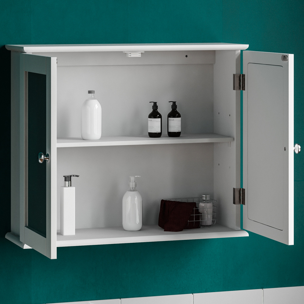Lassic Bath Vida Priano White Wide 2 Door Mirror Bathroom Cabinet Image 6