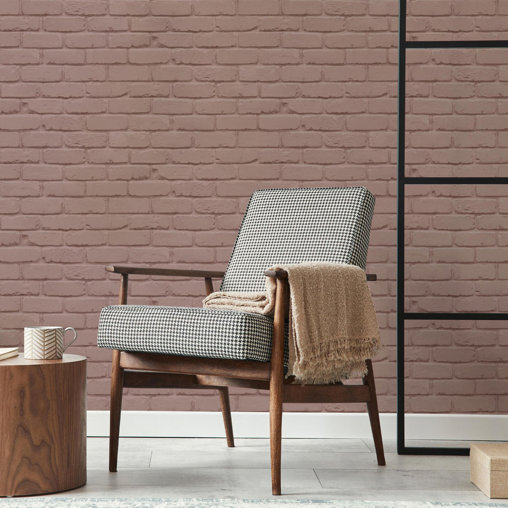 Fine Decor Painted Brick Pink Wallpaper Image 5