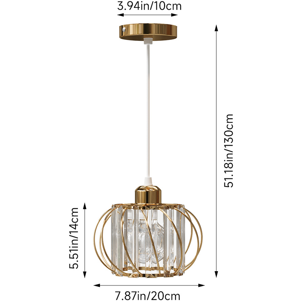 Living and Home Gold Iron Cage Glass Panels E27 Pendant Light Image 8