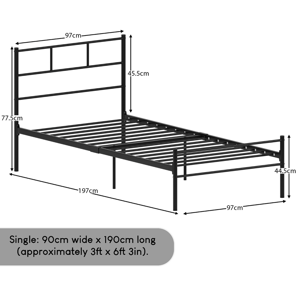 Vida Designs Dorset Single Black Metal Bed Frame Image 6