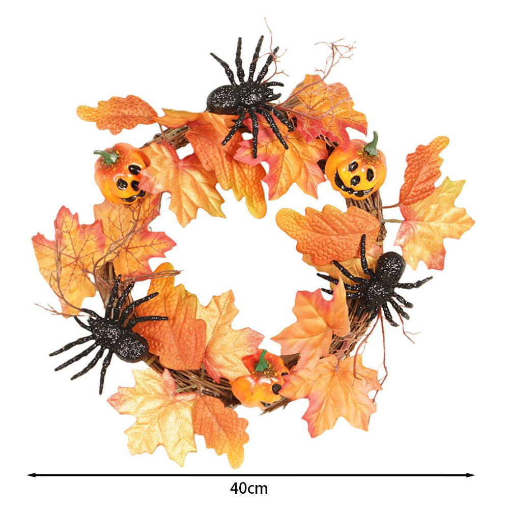 Living and Home Pumpkin Door Wreath with Skeletal Hands 40cm Image 9