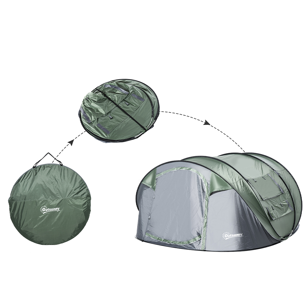 Outsunny 4-5 Person Pop-up Camping Tent Green Image 3