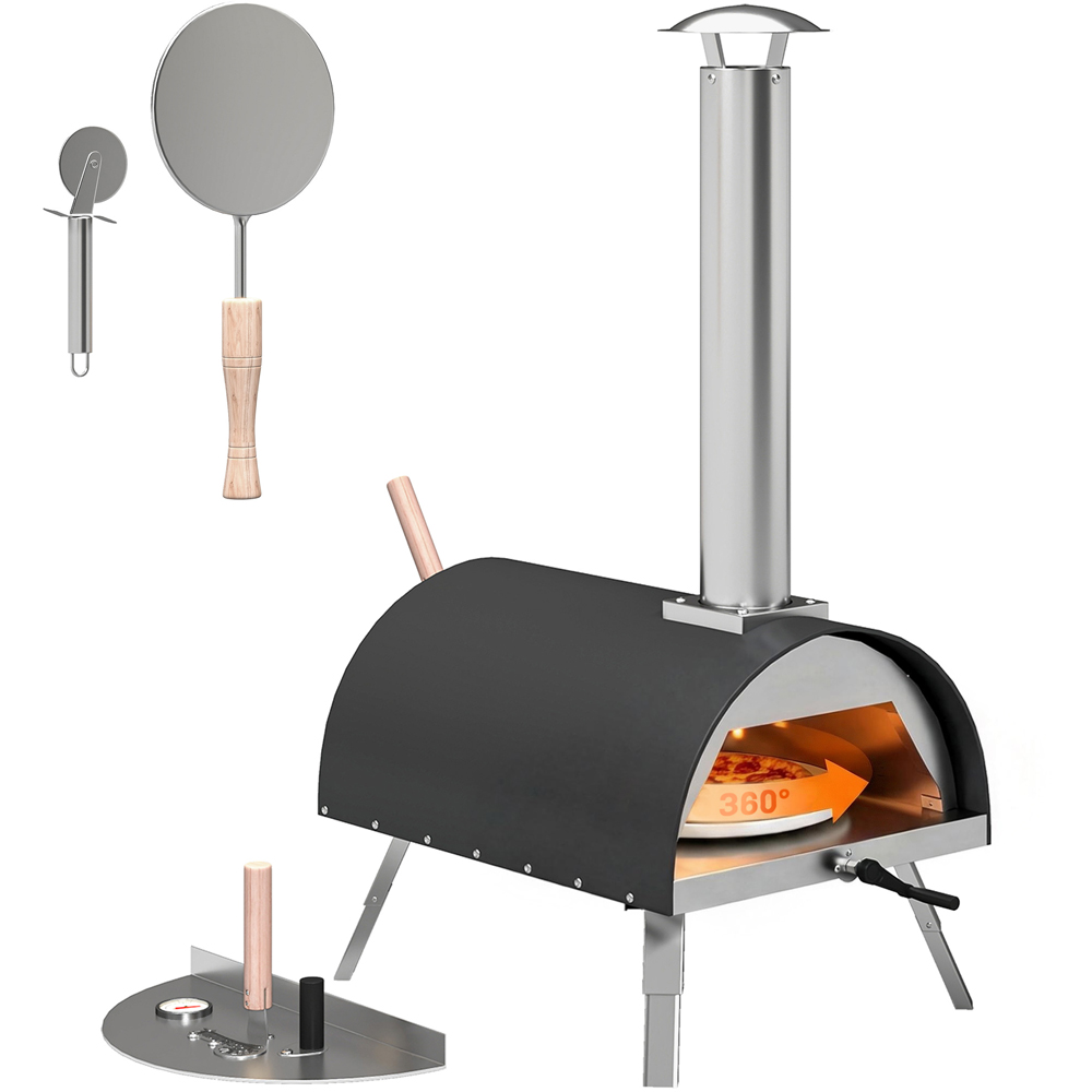Outsunny Rotating Stone Portable 12 inch Outdoor Pizza Oven Image 3