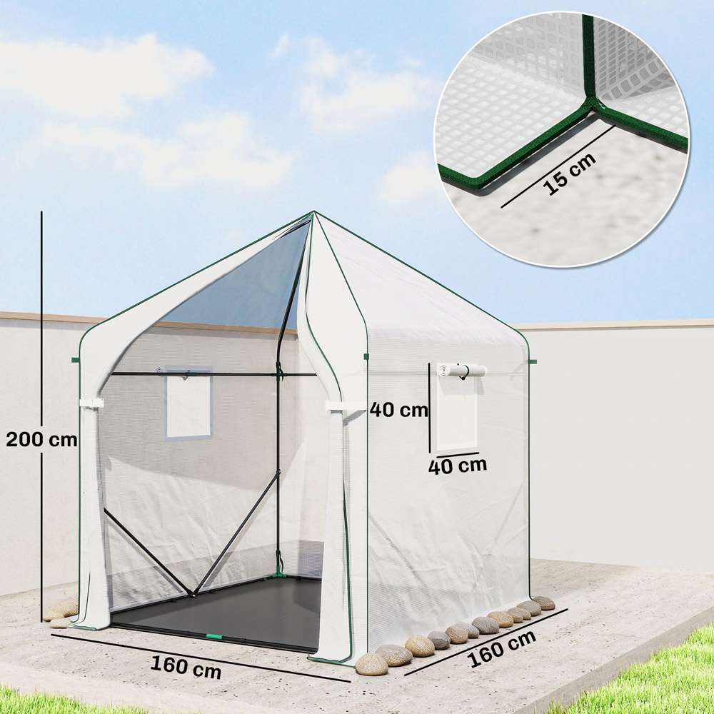 Outsunny White Polytunnel 5.2 x 5.2ft Walk In Greenhouse Image 9