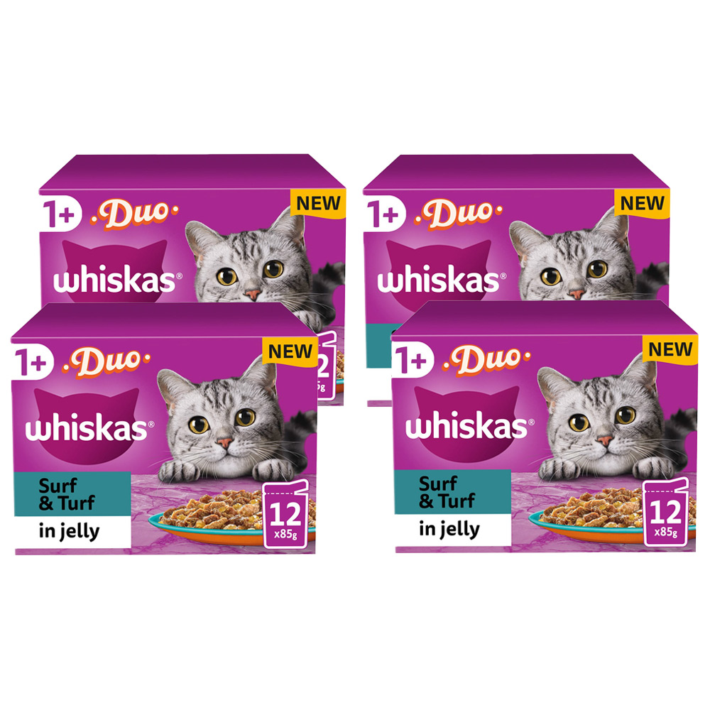 Whiskas Surf and Turf in Jelly Adult Cat Wet Food Pouches 85g Case of 4 x 12 Pack Image 1