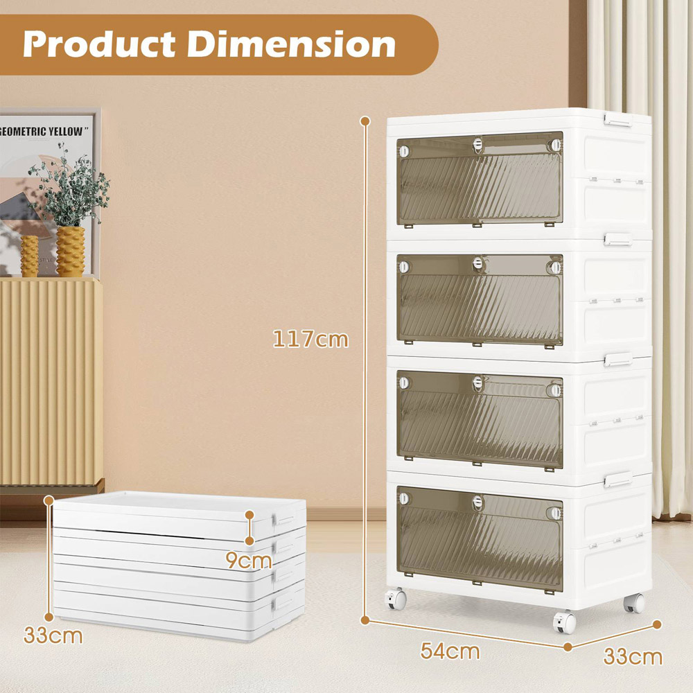 Costway 4 Door White Stackable Storage Bins Image 9
