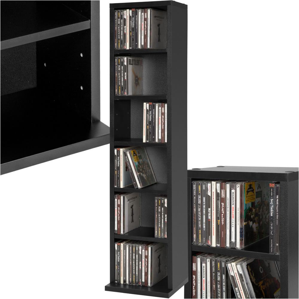tectake Juliane 6 Shelf Black CD Shelf Image 2