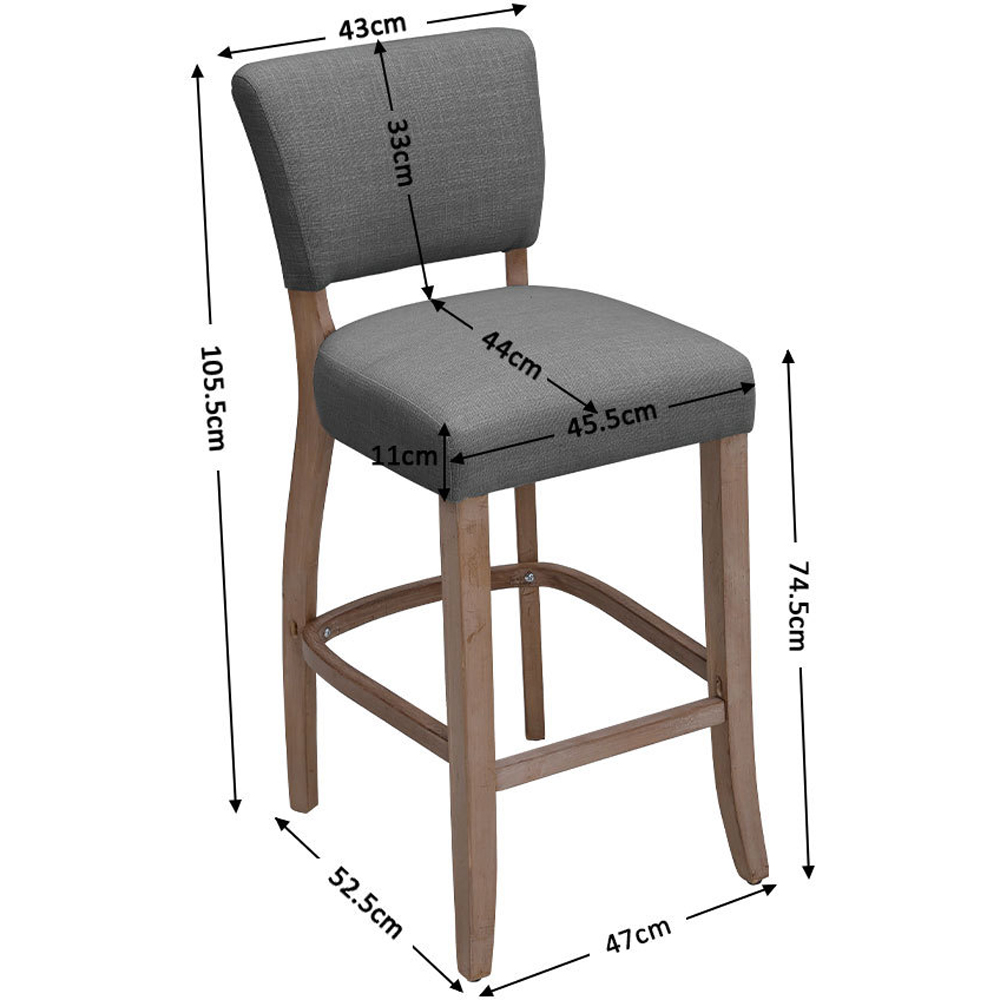 Living and Home Wooden Bar Stool Set of 2 Image 9