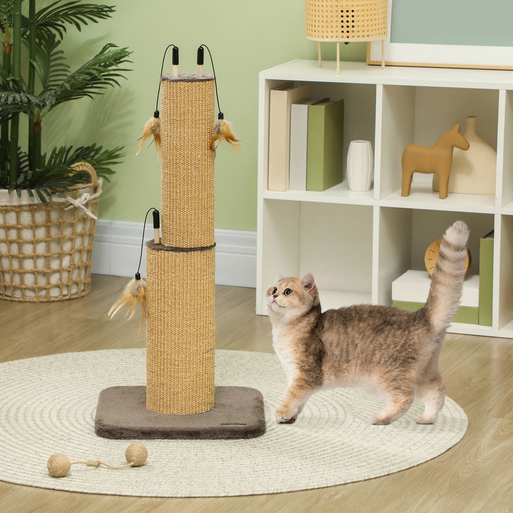 PawHut Brown Tall Cat Scratching Post 78cm Image 2