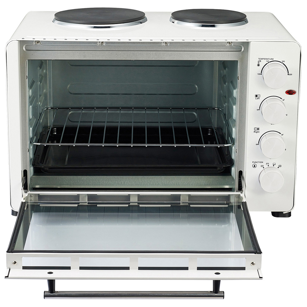 Igenix White 45L Electric Mini Oven with Double Hotplates Image 3