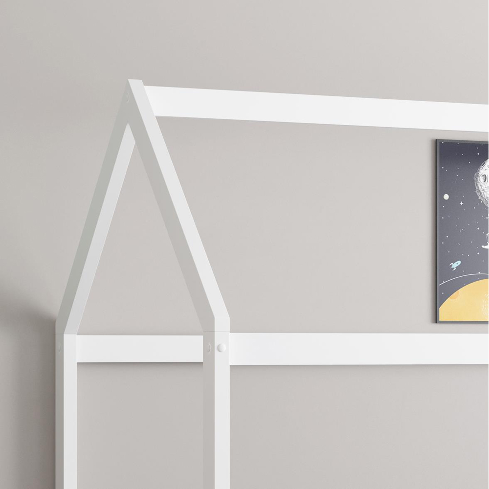 Portland Single White Wooden House Bed with Mattress Image 3