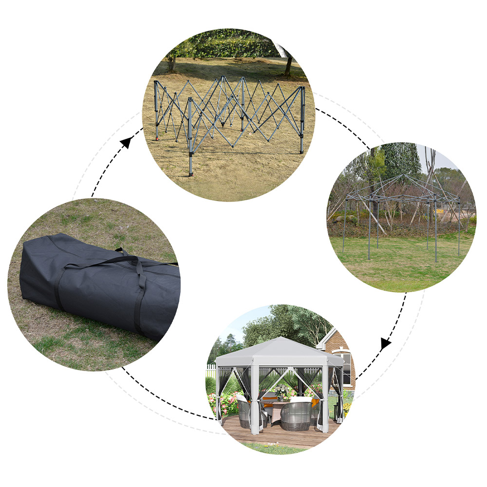 3.2m Pop Gazebo Hexagonal Light Grey Image 6
