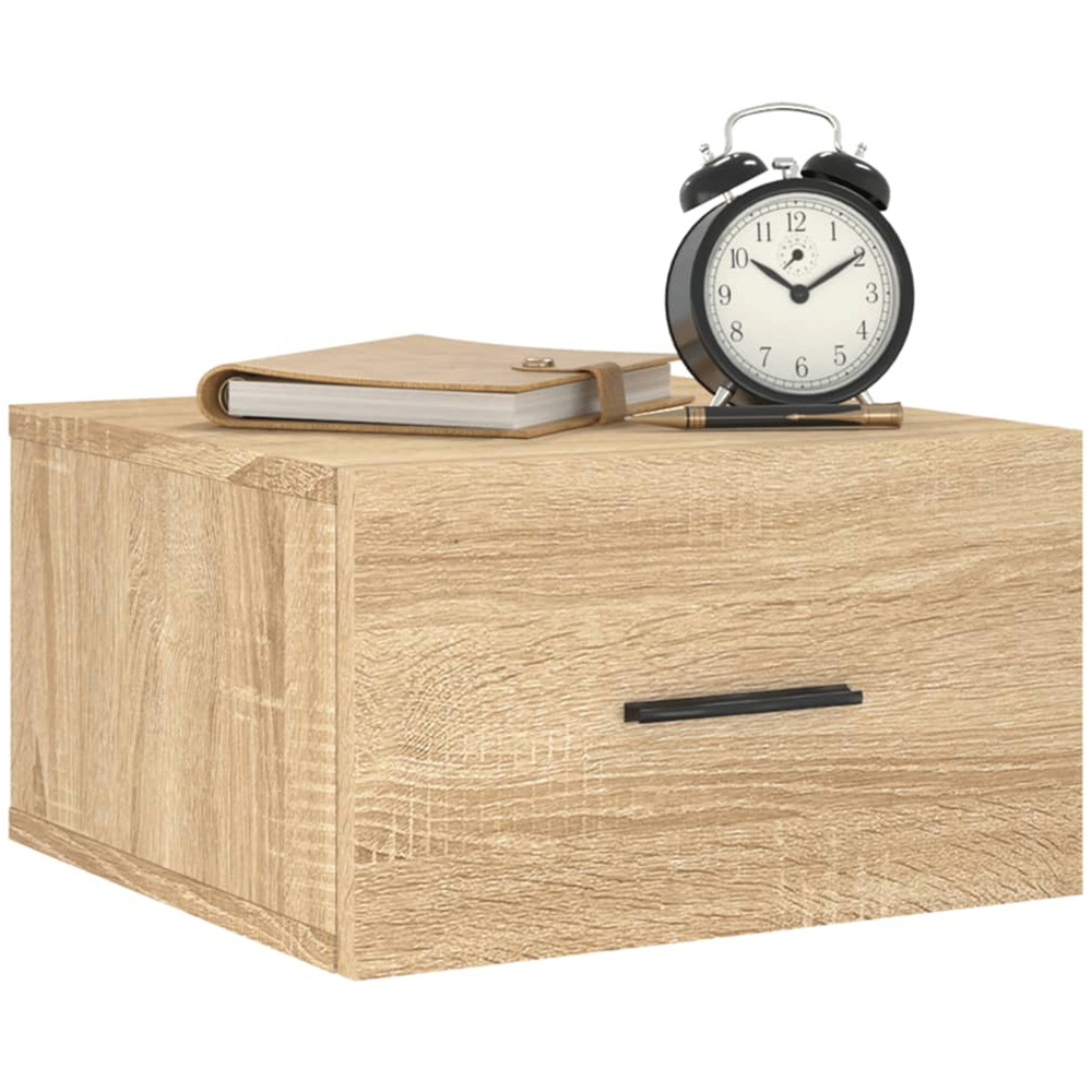 vidaXL Single Door Sonoma Oak Wall Mounted Bedside Cabinet Image 3