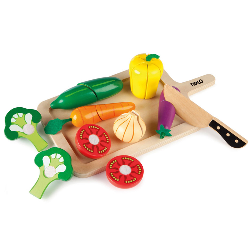 Tidlo Kids Wooden Cutting Vegetables Set Image 1