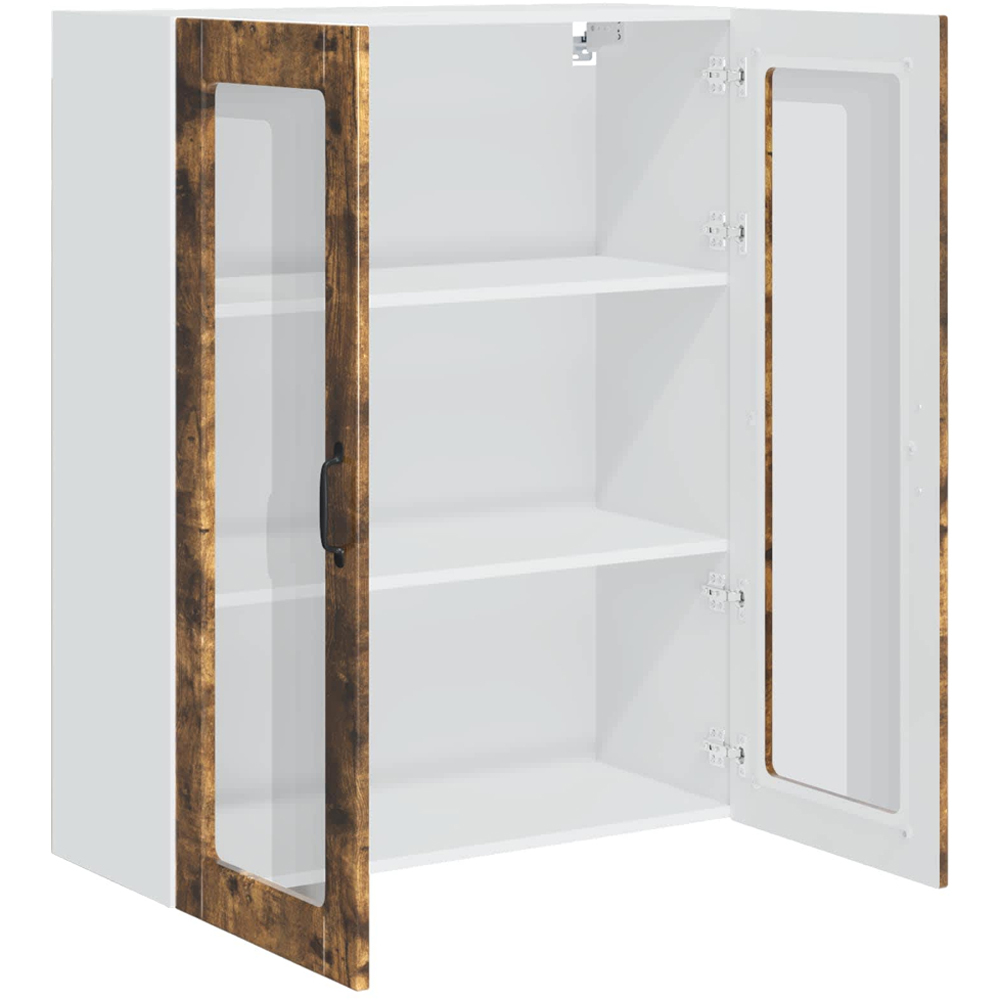 vidaXL 2 Glass Door Smoked Oak Kitchen Wall Cabinet Image 5
