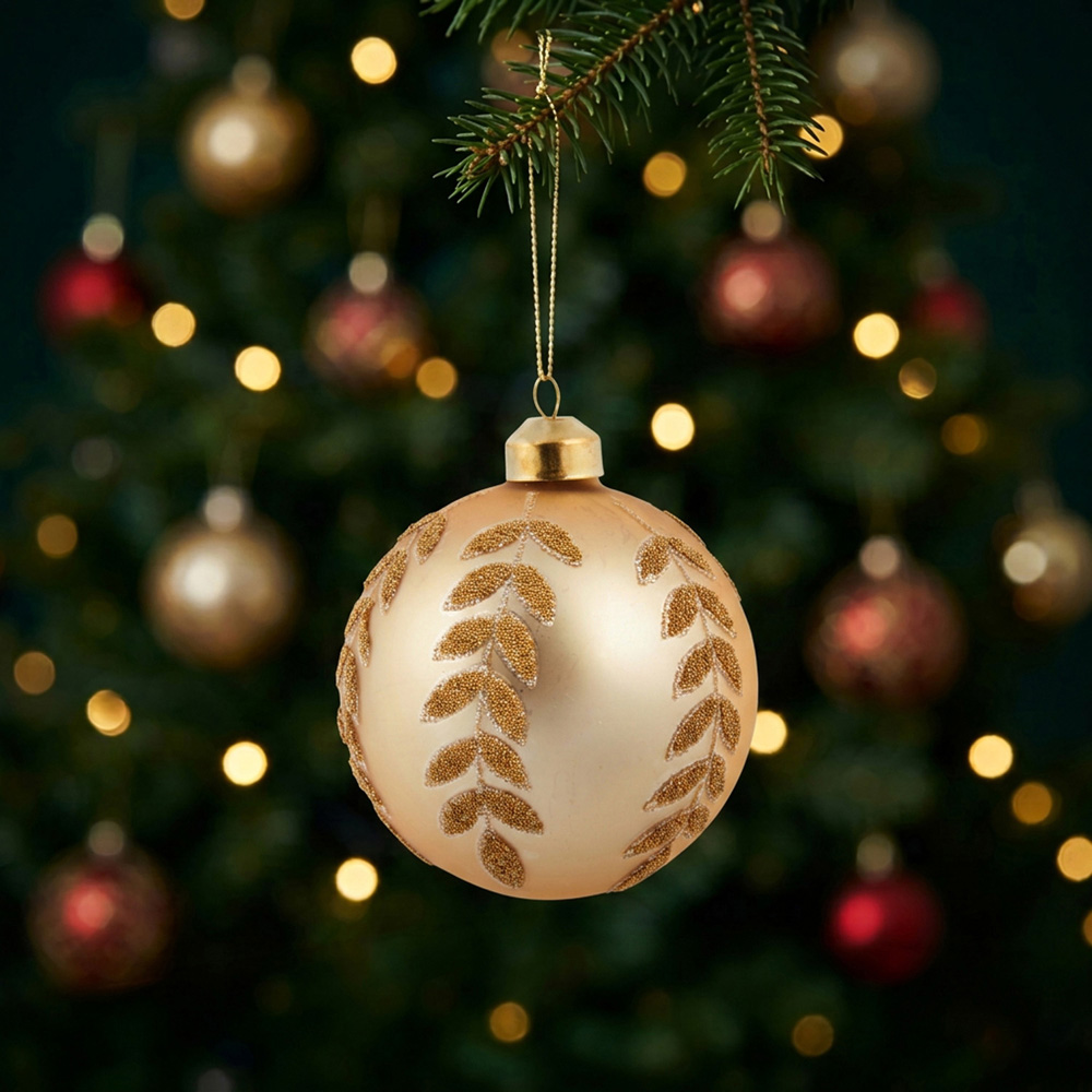 Glittering Gold Leaf Bauble Image 3