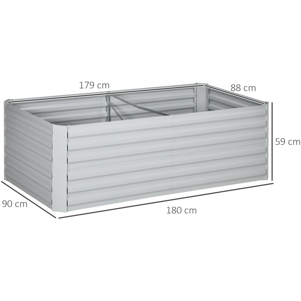 Outsunny Light Grey Galvanised Steel Raised Garden Bed with Reinforced Rods 59 x 90 x 180cm Image 8
