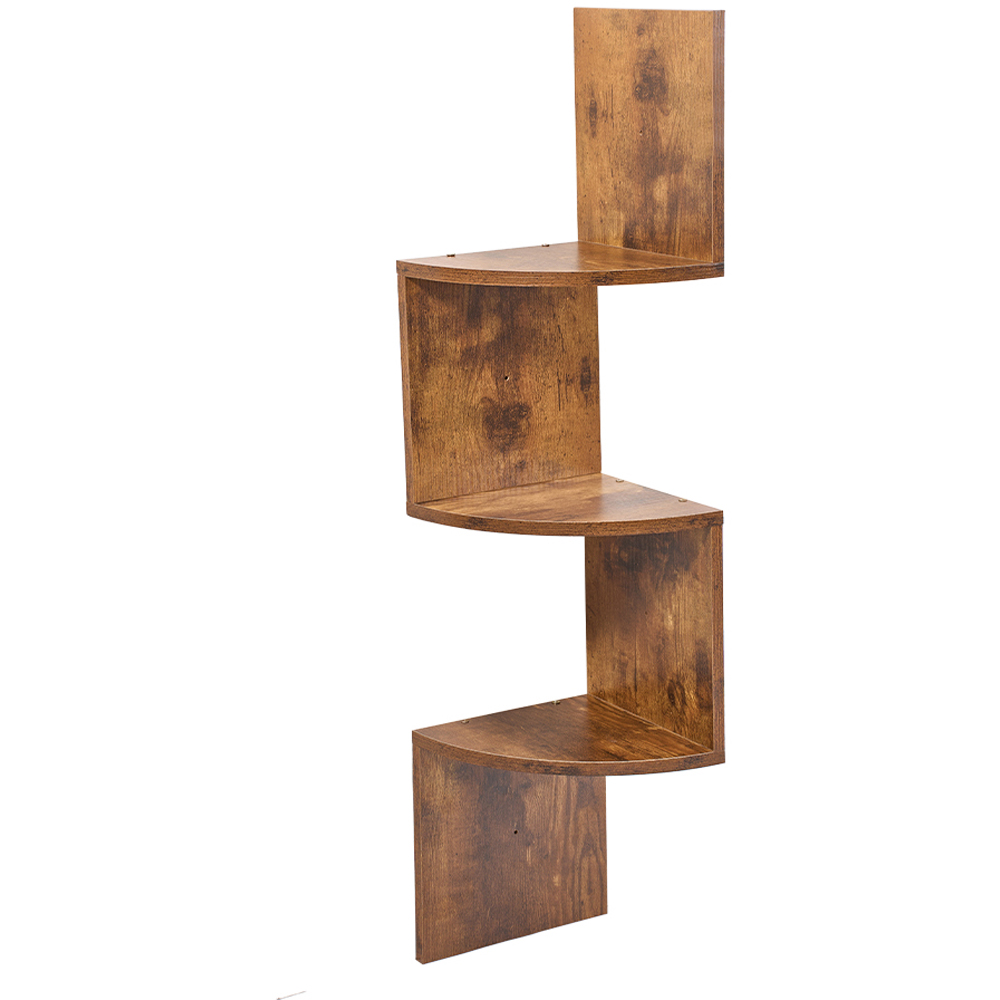 Living and Home 3 Shelf Dark Wood Wall Mounted Corner Shelf Image 3