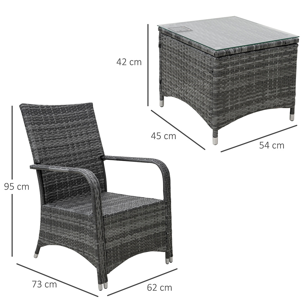 Outsunny Sofa Table Bistro Set Grey Image 7