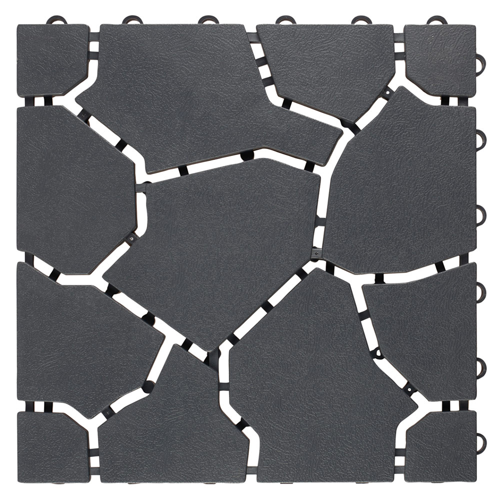 St Helens Grey Plastic Patio Deck Tiles 28 x 28cm 6 Pack Image 2
