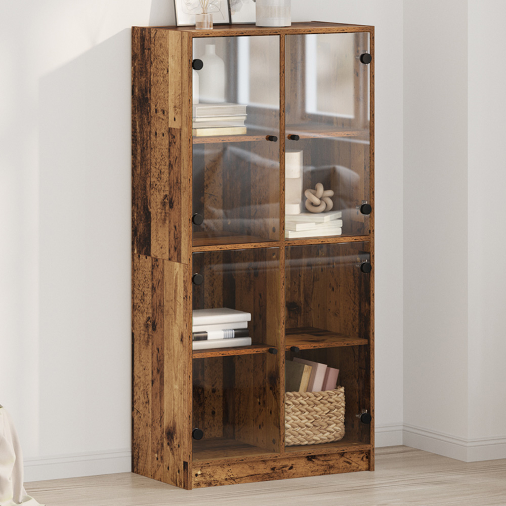 vidaXL 4 Glass Door Old Wood Sideboard Image 1