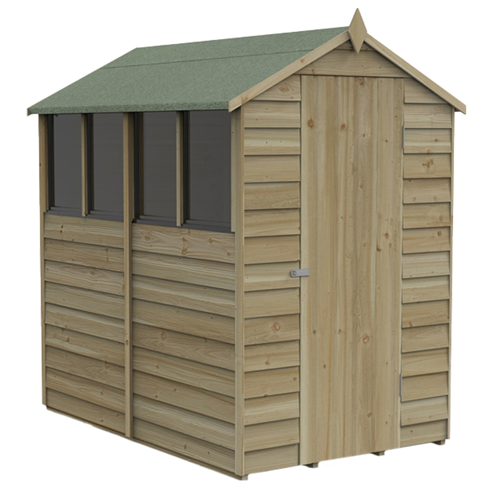Forest Garden 6 x 4ft Pressure Treated Overlap Apex Shed with Window Image 1