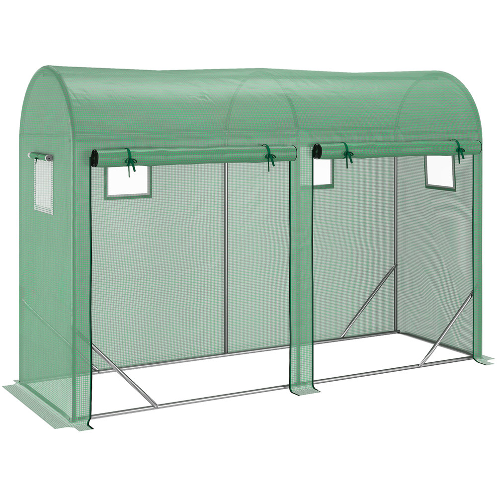 Outsunny Green Plastic 10 x 3.2ft Double Door Greenhouse Image 1