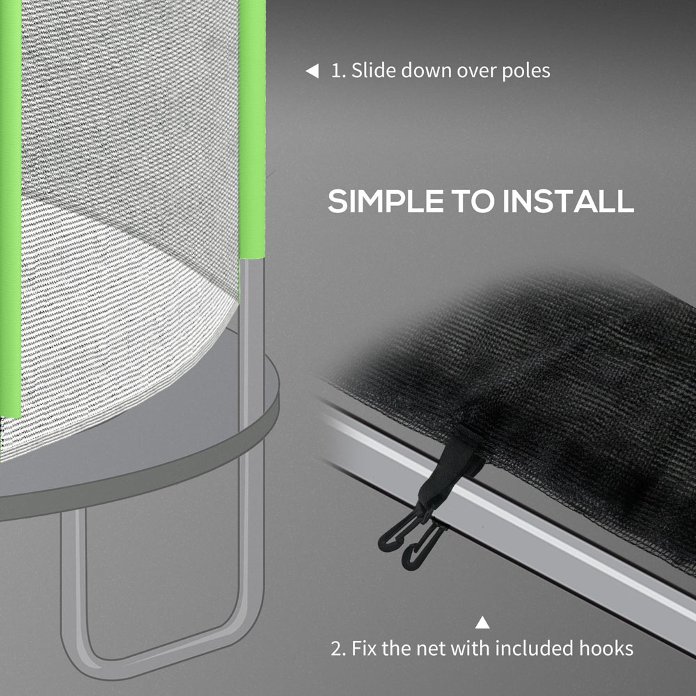 SPORTNOW 8ft Green Trampoline Replacement Safety Net with Zipped Door Image 6