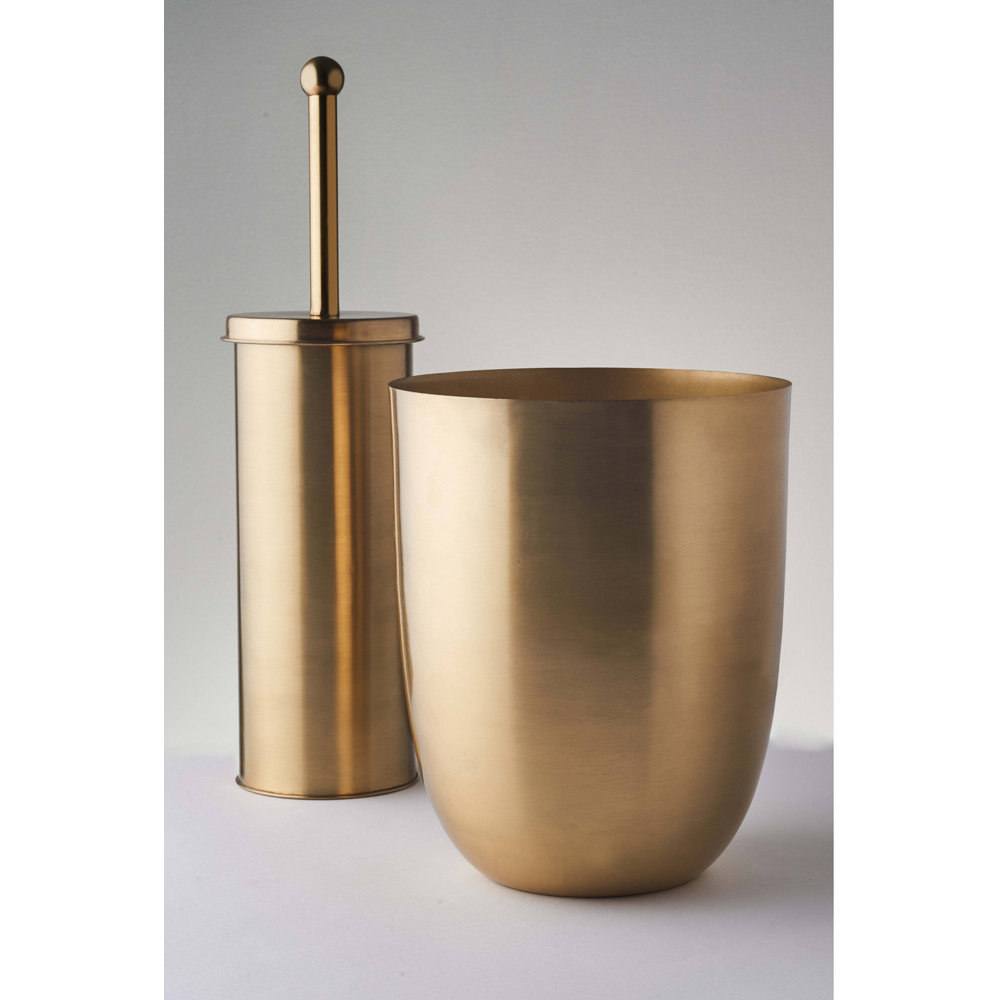 OurHouse Brass Toilet Brush and Bin Image 3