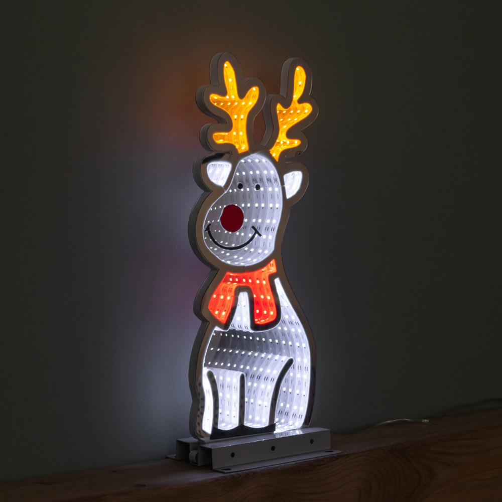 Samuel Alexander Light Up Christmas Reindeer Infinity Mirror Decoration on Metal Base 40cm Image 6