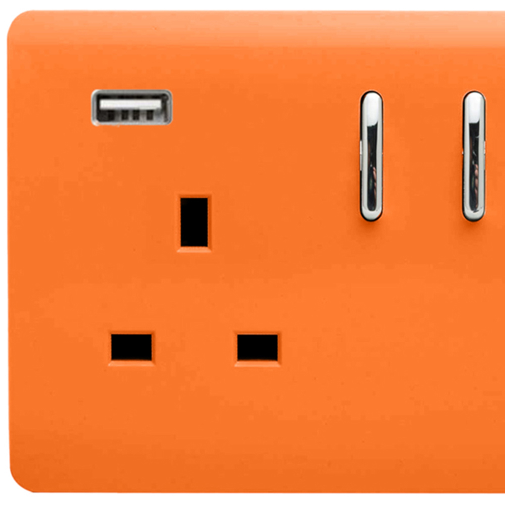 Trendi Switch 2 Gang 13amp 2 Port USB Orange Switched Plug Socket Image 2