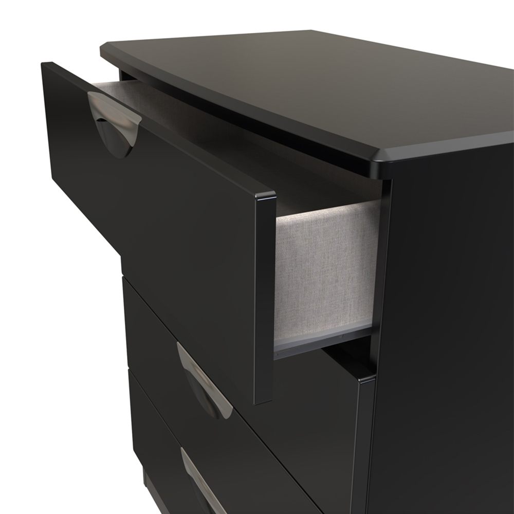 Crowndale Camden 4 Drawer Black Gloss and Black Chest of Drawers Ready Assembled Image 6