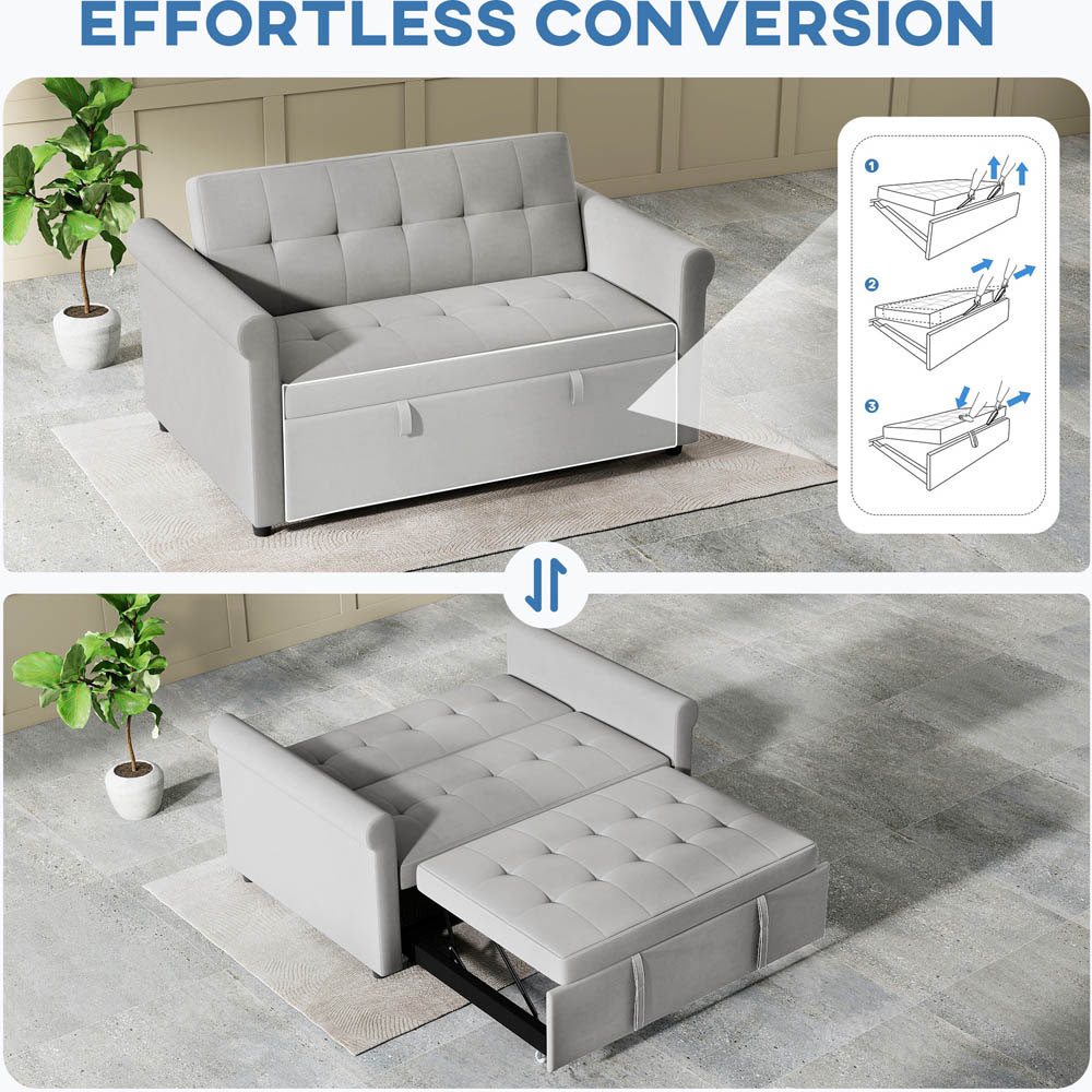 Portland 2 Seater Grey Pull Out Sofa Bed  Image 7