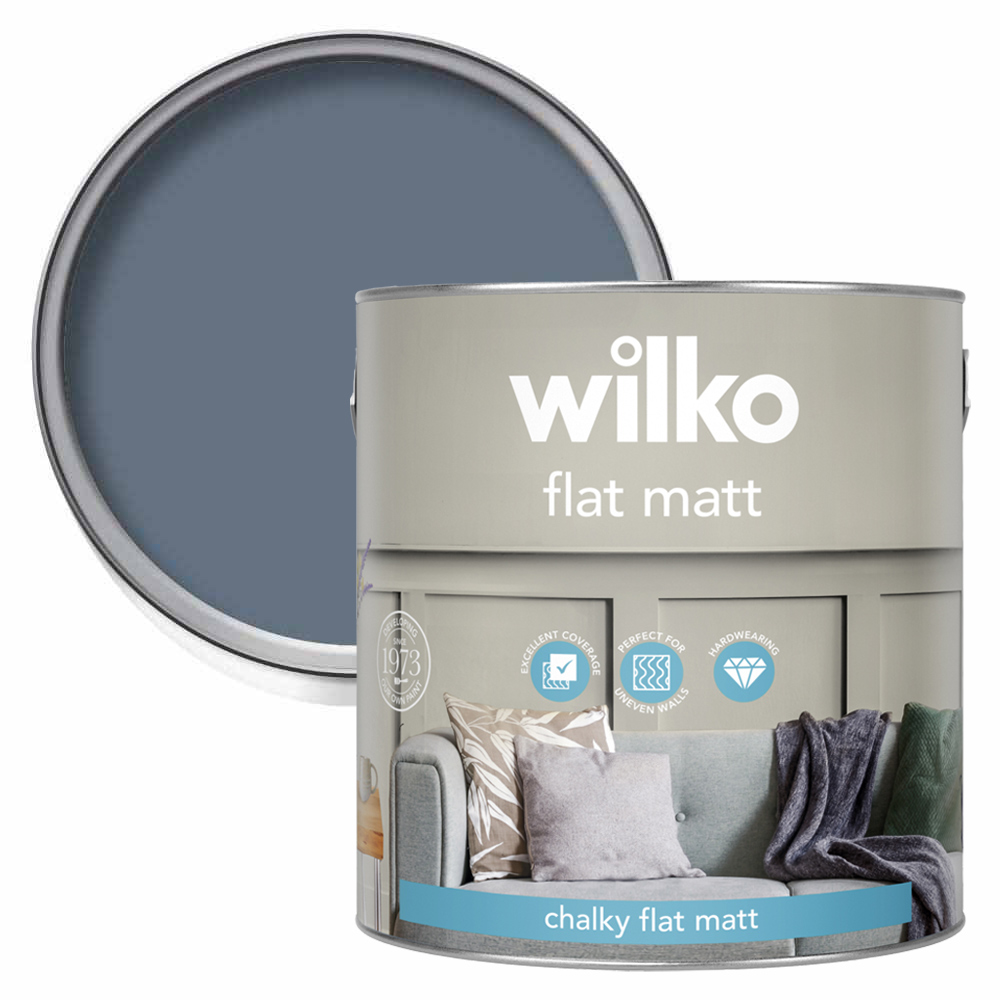 Wilko Jetty Blue Flat Matt Emulsion Paint 2.5L Image 1