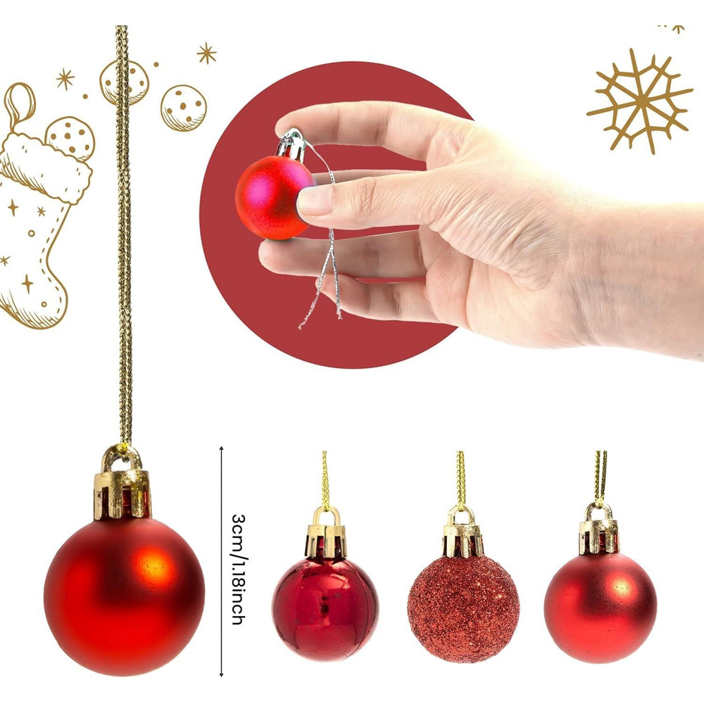 Shatchi 3cm Red Shatterproof Christmas Bauble 12 Pack Image 4