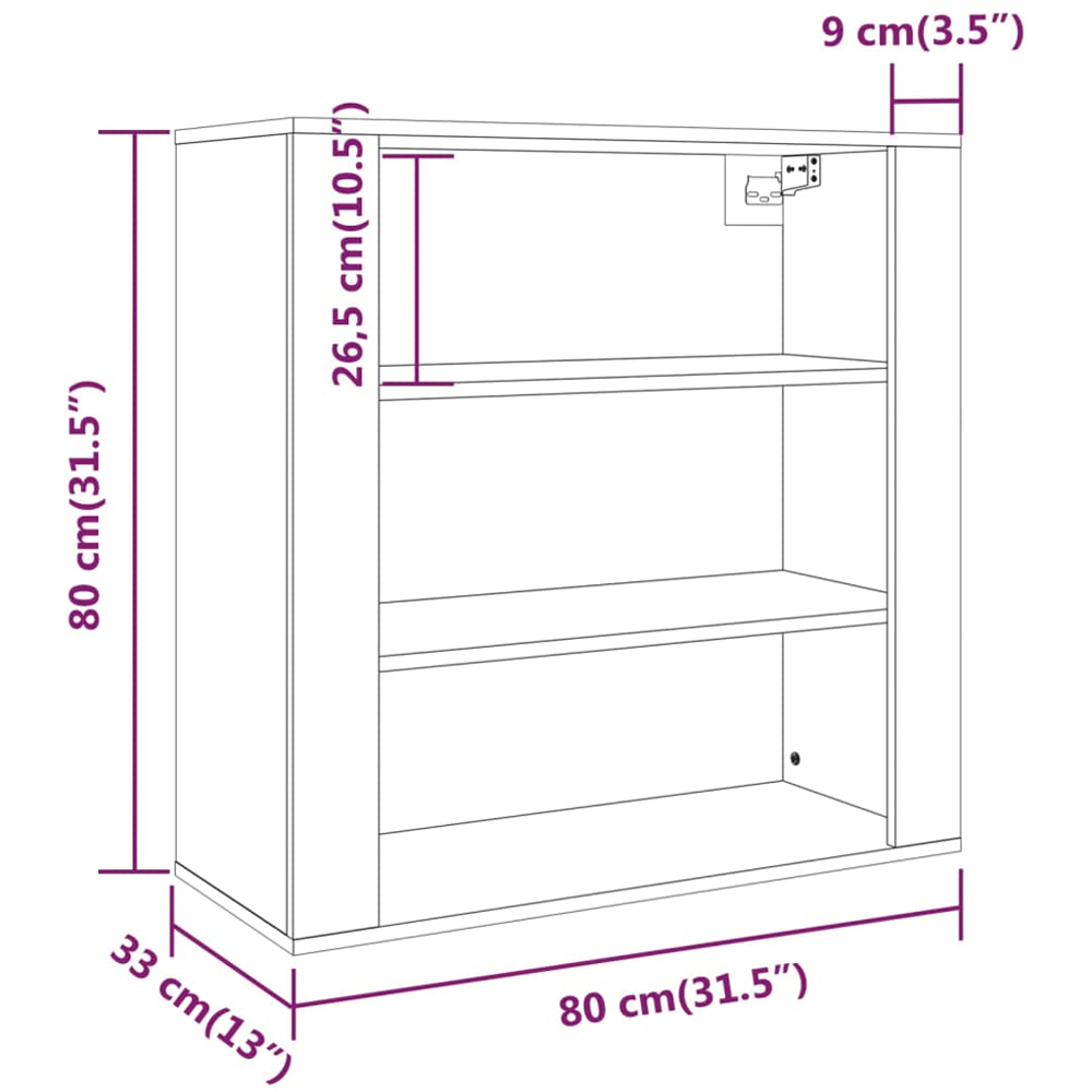 vidaXL 3 Open Shelf Black Wall Mounted Cabinet Image 9