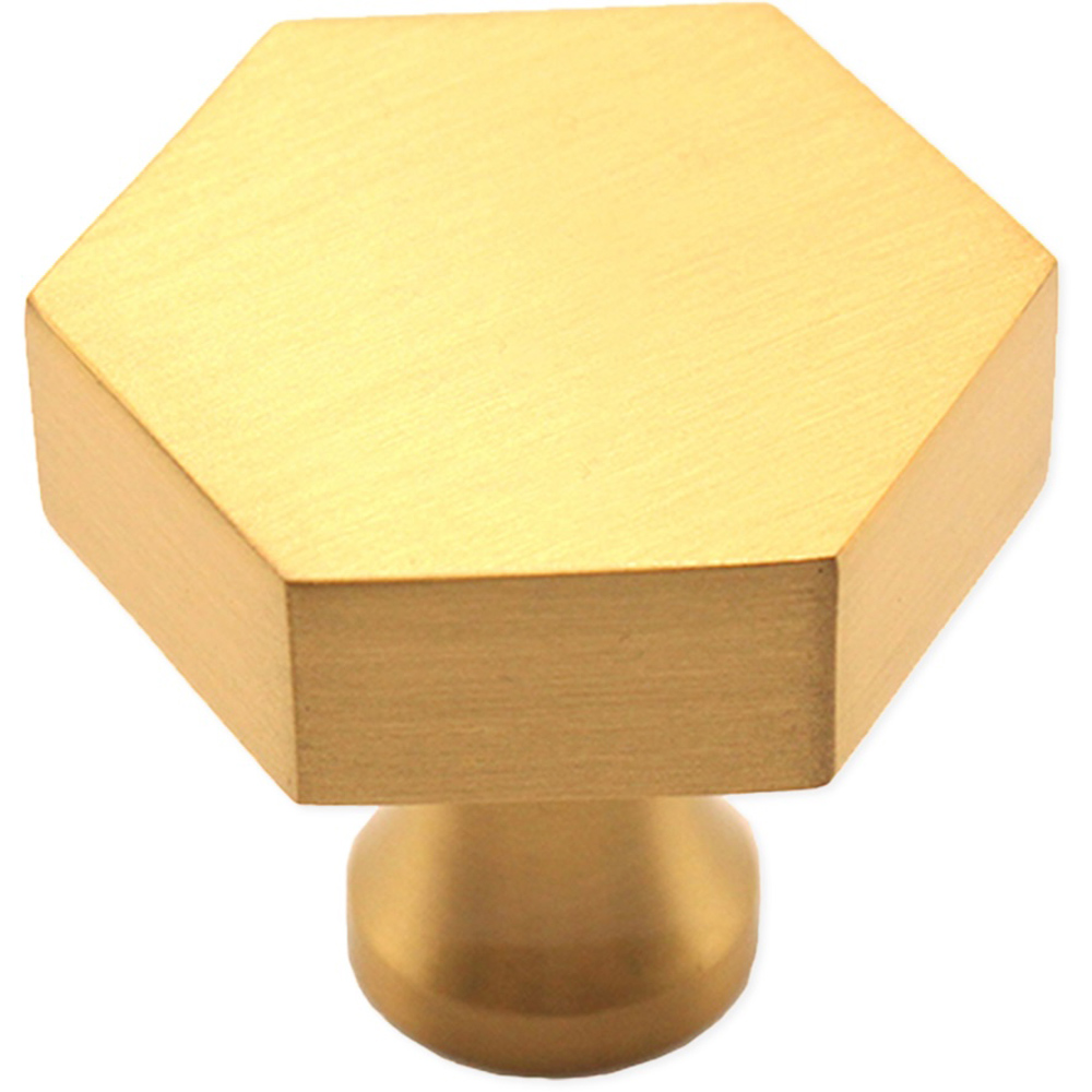 Spira Brass Satin Brass Hexagonal 38mm Cupboard Knob Image 4