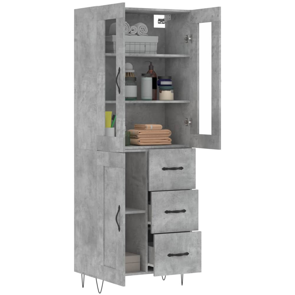 vidaXL 3 Door 3 Drawer Concrete Grey Highboard Image 3