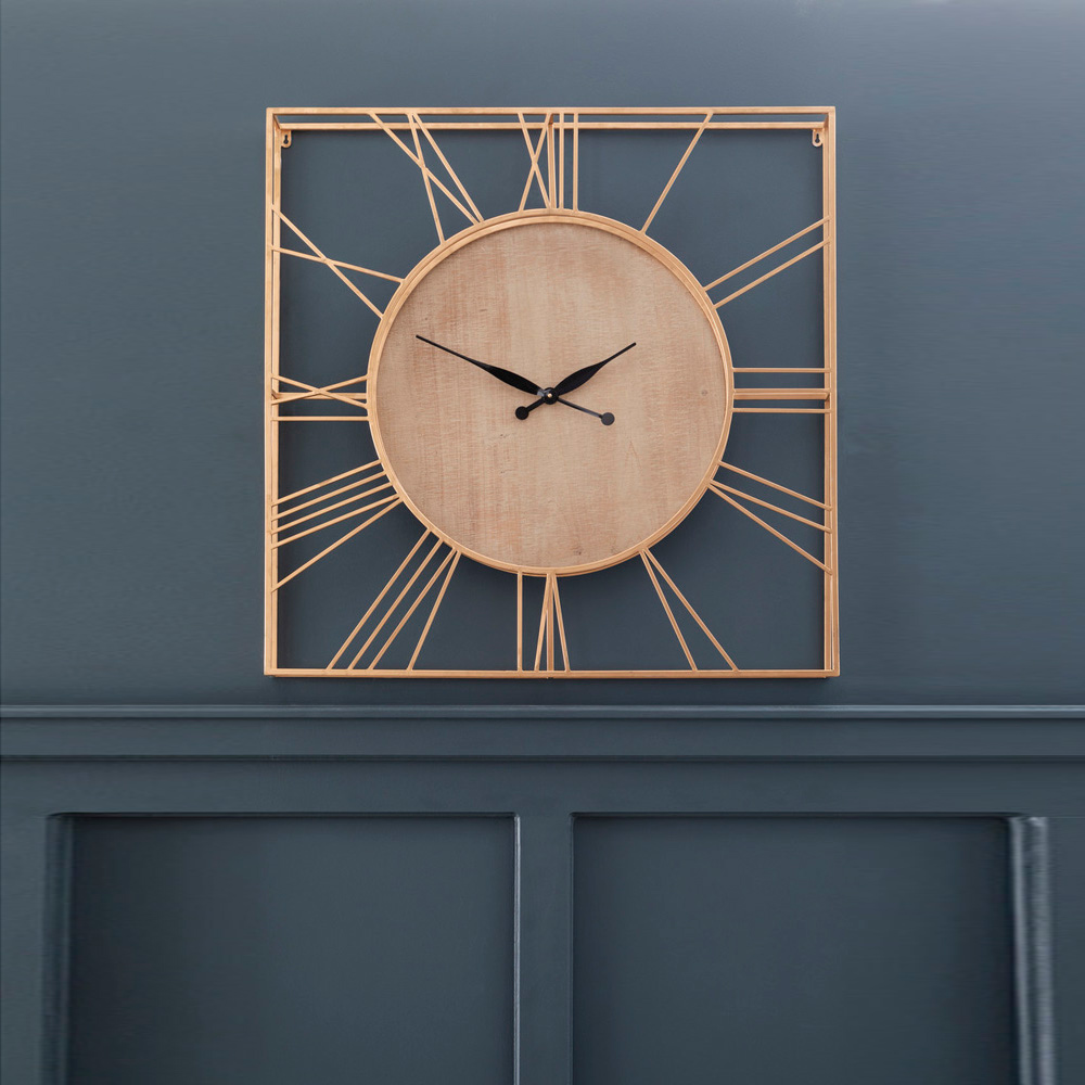 Premier Housewares Yaxi Gold Square Wall Clock Image 2