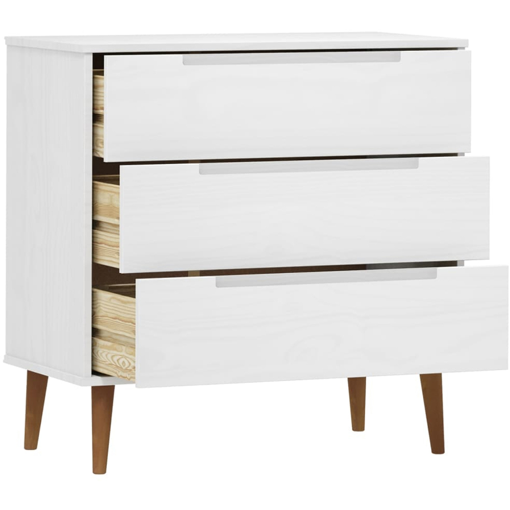 vidaXL 3 Drawer White Solid Pine Wood Drawer Cabinet Image 5