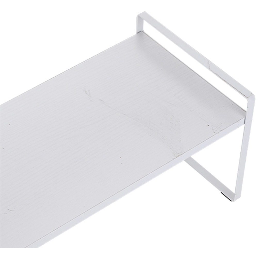 Living and Home White Wood Grain Countertop Storage Shelf with Metal Frame Image 5